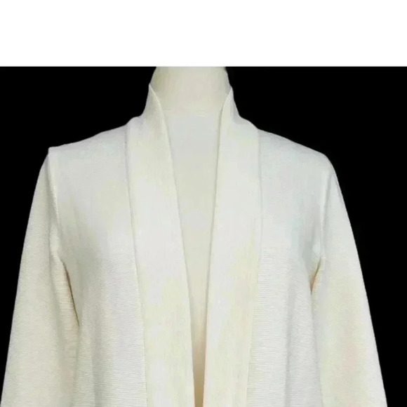 EILEEN FISHER Women’s Size S Ivory Organic Cotton Blend Rib Open Kimono Jacket - Picture 6 of 8